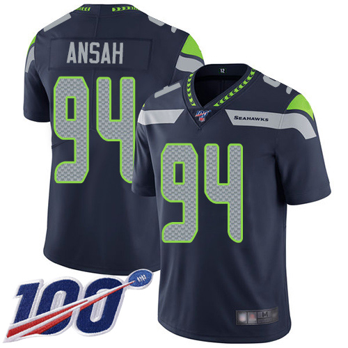 Seattle Seahawks Limited Navy Blue Men Ezekiel Ansah Home Jersey NFL Football 94 100th Season Vapor Untouchable